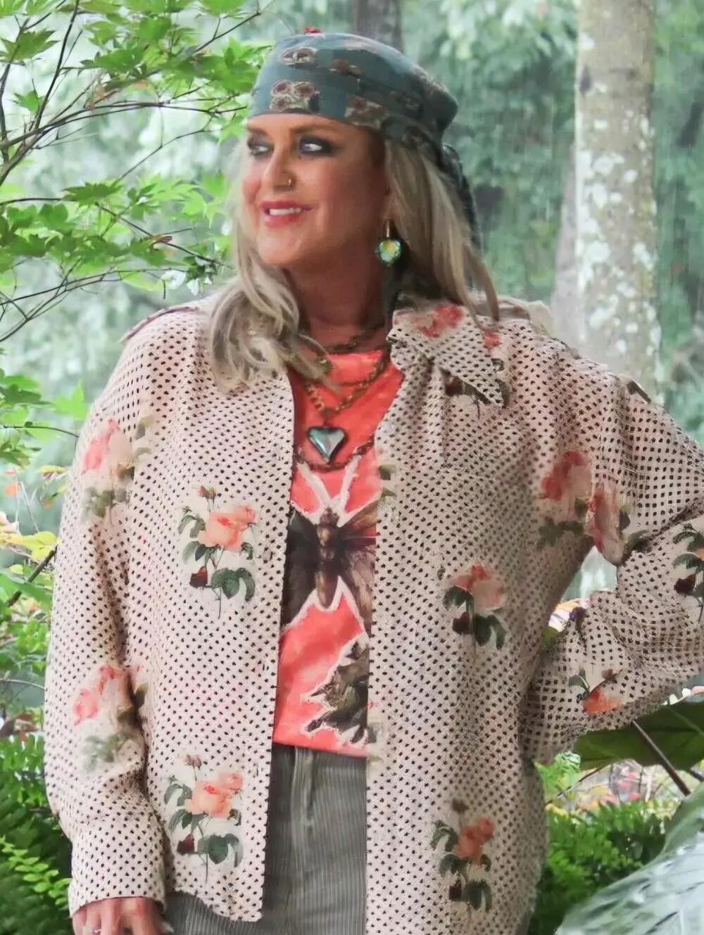 #1750 Jaded Gypsy To The Point Shirt - Rose Garden - Picture 2 of 2